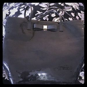 kate spade sequined large tote with black/gold bow